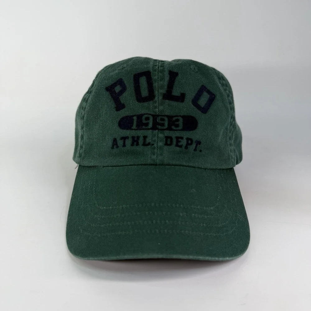 Polo Ralph Lauren Baseline 1993 Athl Dept Baseball Cap Hat Strap Back Spellout